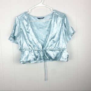 Shein | Light Blue Short Sleeve Tie Front Blouse